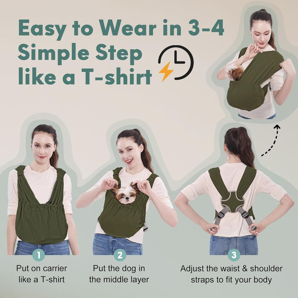 Supet Dog Sling Carrier for Small Pet, Adjustable Hands Free Front Backpack