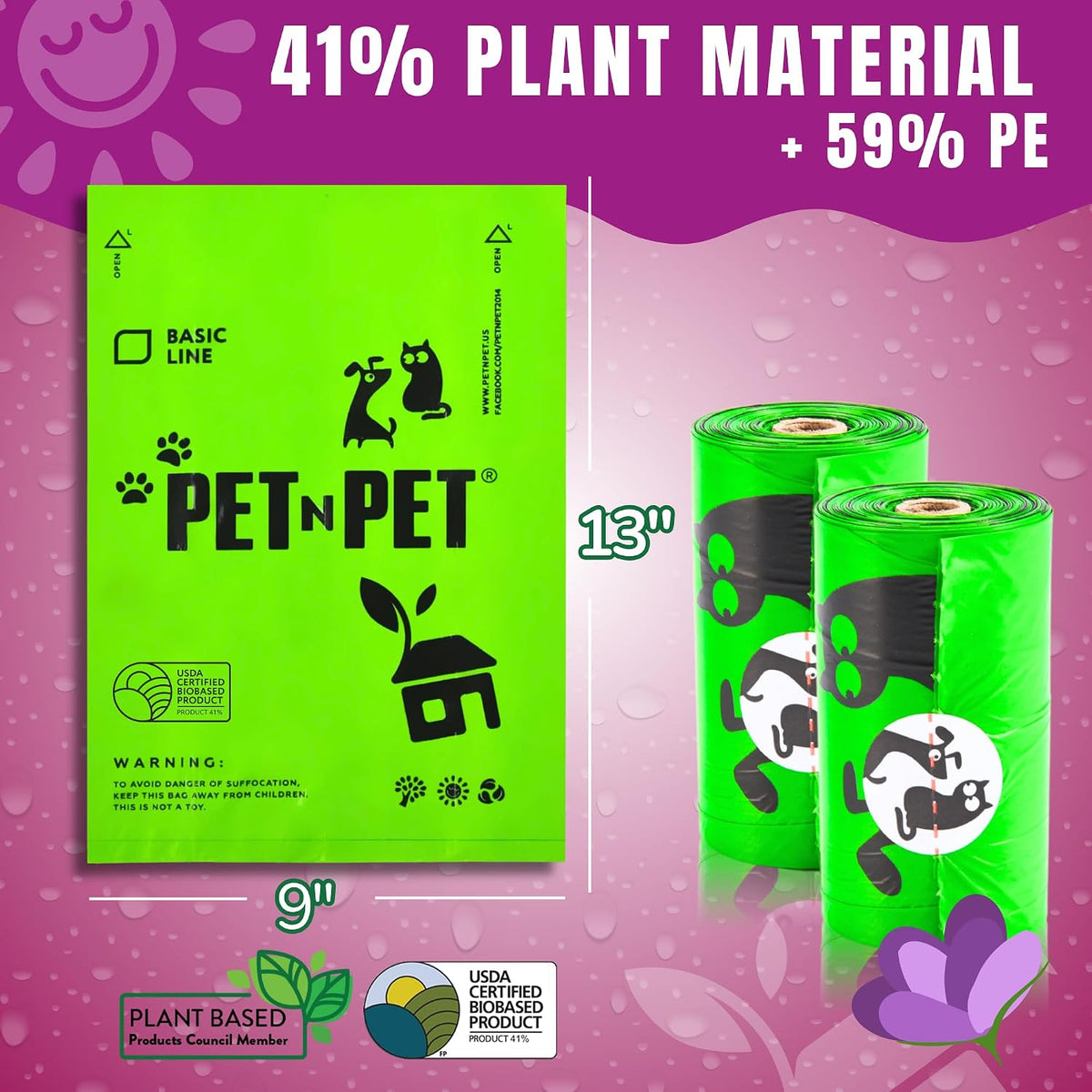 Pet N Pet Dog Poop Bags Rolls, 540 Count, Lavender Scented Green Waste Bag | Leak-Proof, Tear-Resistant, Easy-Tear Design, Durable, Reliable, Everyday Convenience, Strong, Secure, Easy dog waste bags