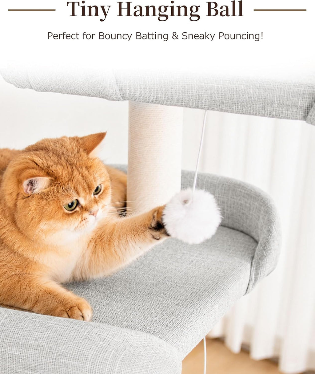 53" Cat Tree Tower for Large Cats, Large Perch & Sisal Board