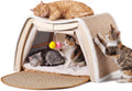 Cat House Indoor, 3-in-1 Wicker Cat Condo Scratcher Cave
