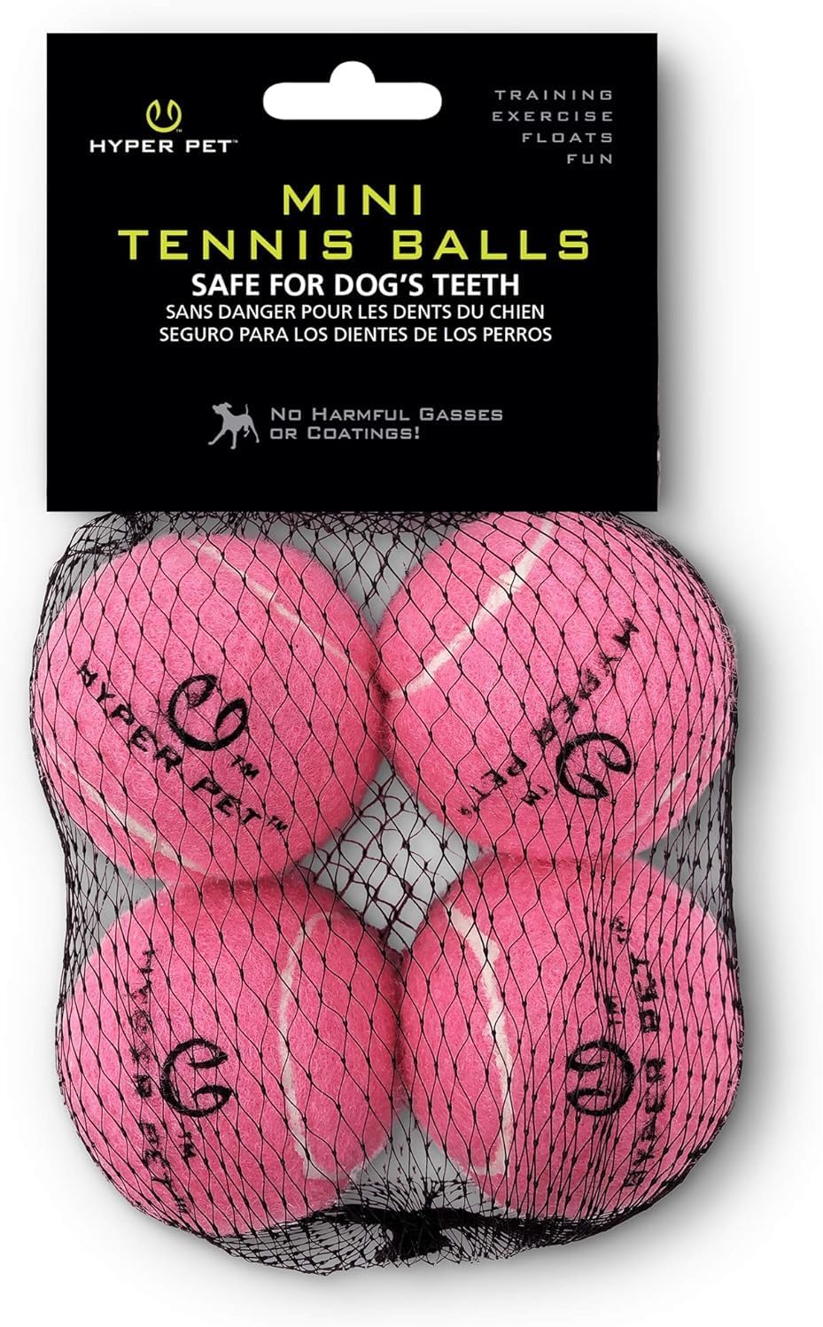 Hyper Pet Mini Extra Small Tennis Balls for Dogs, 1.75 Inch, 4 Pack, Pink | Safe interactive playthings for exercise and training, works with the K9 Kannon launcher, keeps little pups active daily