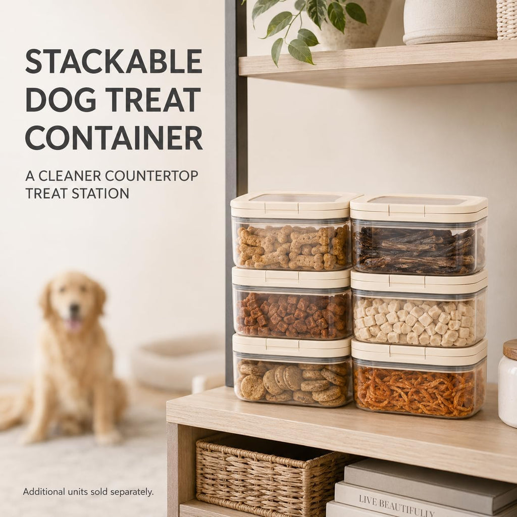 LivLab Mker 20lbs Pet Food Containers,One-Handed Opening, Clear, Stackable