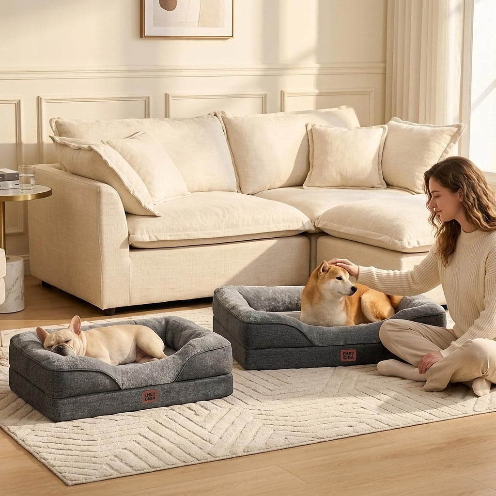 EHEYCIGA Orthopedic XXL Dog Bed for Large Dog, Memory Foam Dog Couch, Grey
