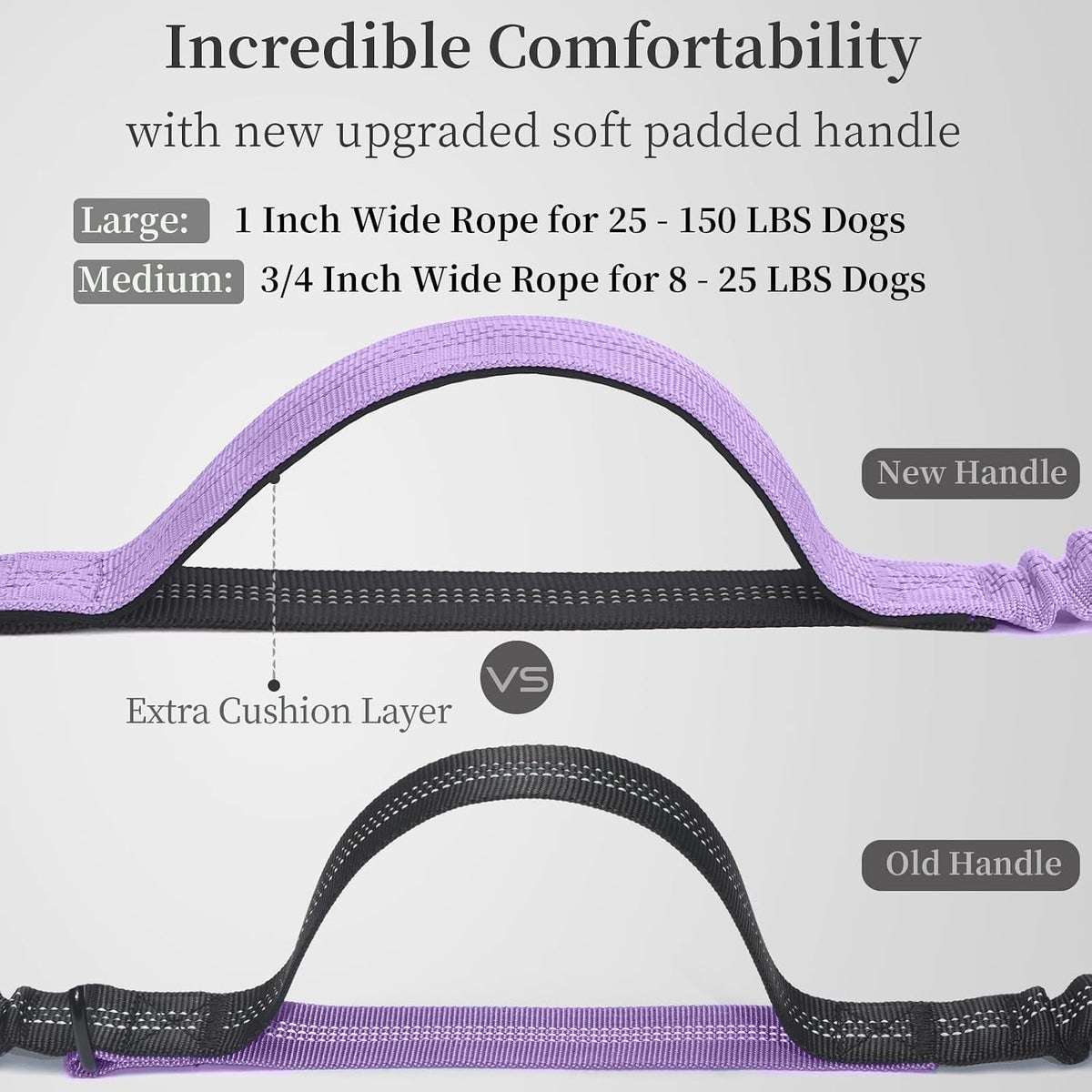 iYoShop Hands Free Dog Leash with Zipper Pouch, Large, 25-120 lbs, Lavender