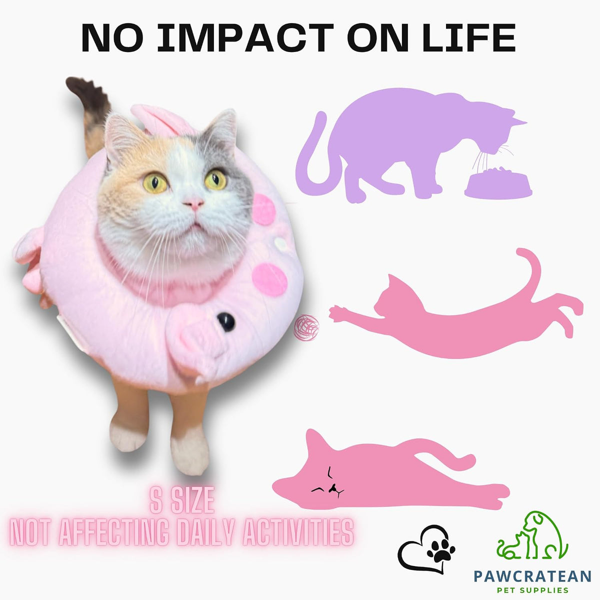 Adjustable Comfy Flower Style Elizabeth Collar for Cats Puppies Soft Recovery Cone Pet Protective Neck Collar (Pink Pig (Open Ring), Medium)