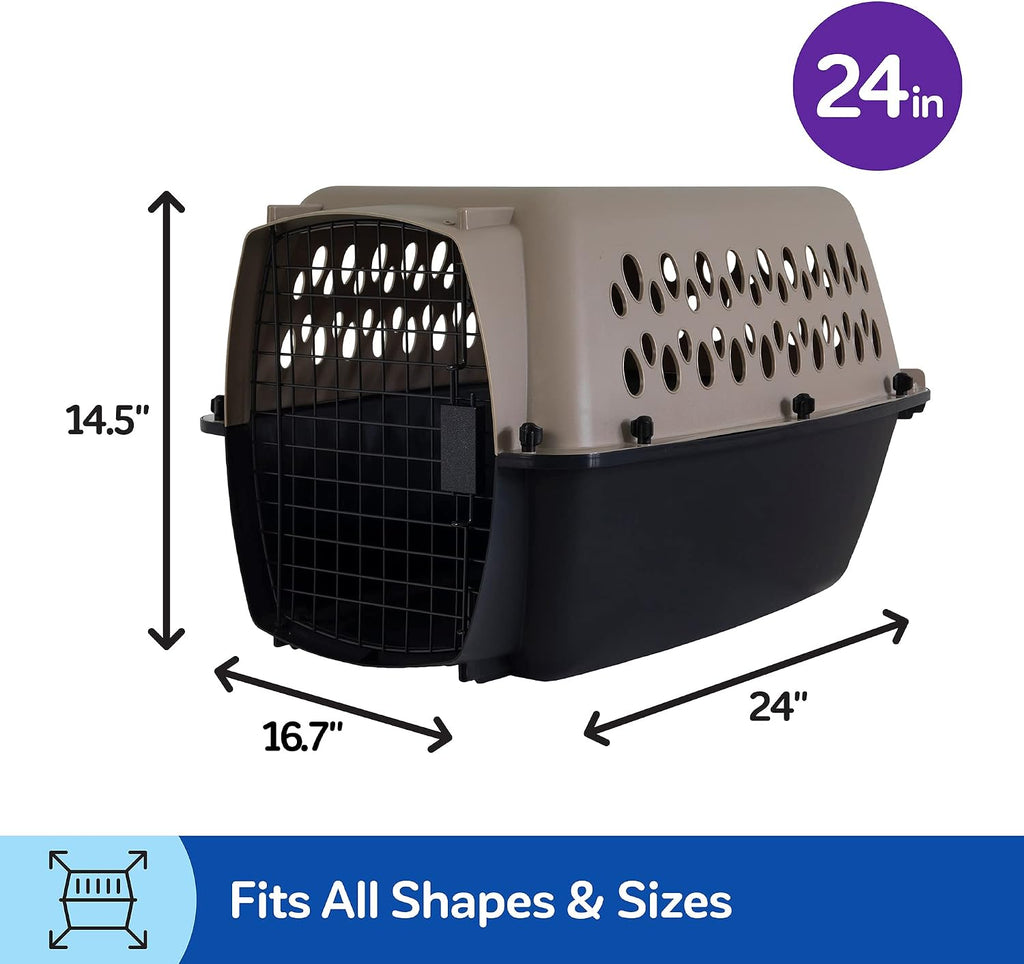 Petmate Vari Dog Kennel, Carrier, 10 to 20lbs, 24in, Taupe and Black