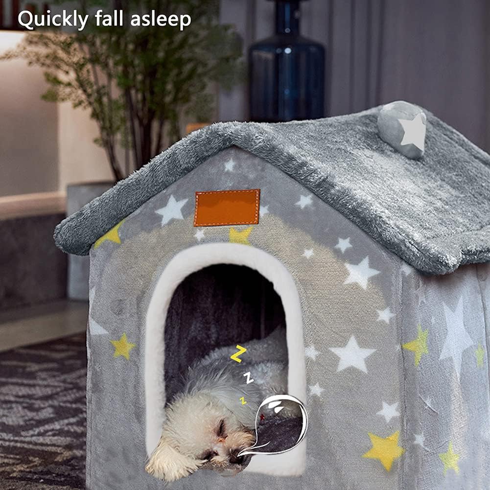 BXEBUI Dog House Indoor Memory Sponge, Foldable Dog House Kennel Bed Mat with Cushion for Small Medium Large Dogs Cats, Winter Warm Cat Nest Puppy Cave Sofa Pet Products (Small)