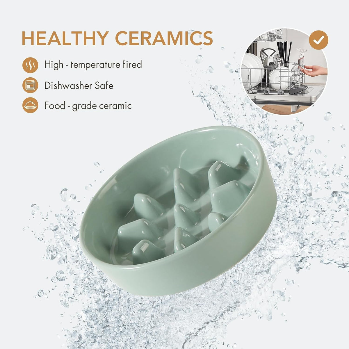 Havniva Ceramic Slow Feeder Dog Bowls, 7.3 in Slow Feeder for Small Breed