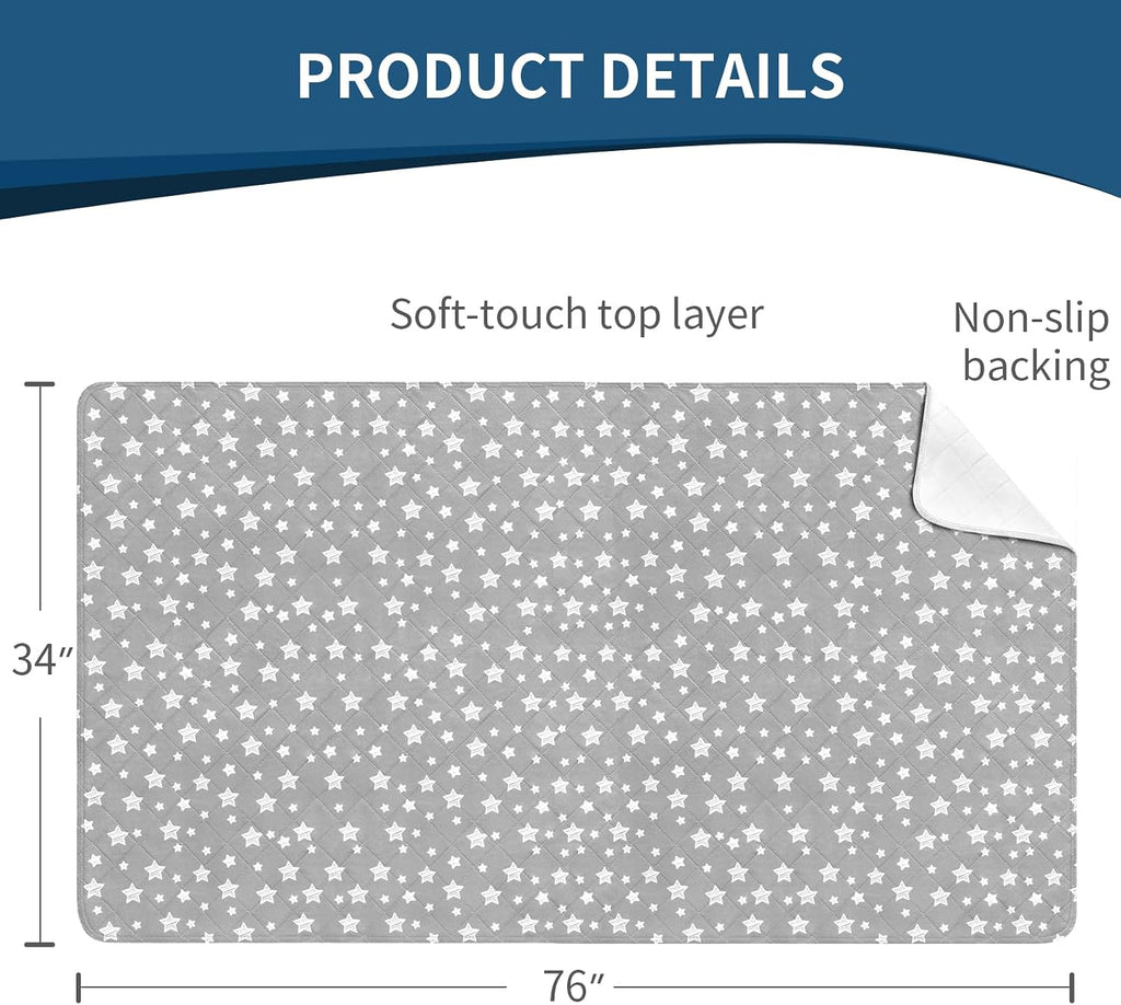 Waterproof Bed Pads Washable 34"x76" 2 Pack | Absorbent Chuck Pads for Incontinence, Waterproof Mattress Protector for Seniors, Bedwetting Kids, Hospitals, Pets