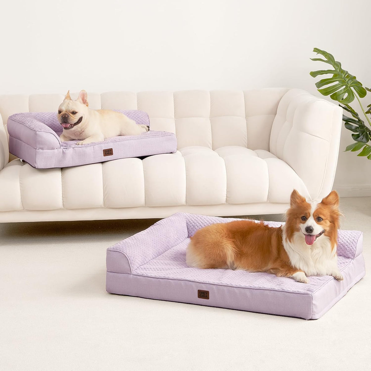EHEYCIGA Memory Foam Dog Bed for Crate, L Plus Orthopedic Dog Bed, Lilac