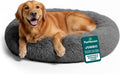 FurHaven 45" Calming Donut Dog Bed for Large Dogs, Round Plush Donut Design with Soft Filling for Snuggling Comfort, Removable Washable Cover, Jumbo XL, Shaggy Faux Fur, Gray