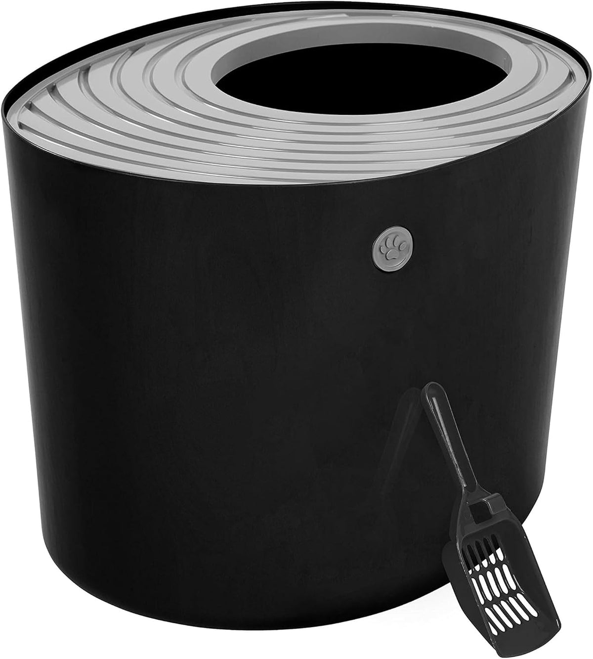 IRIS USA Large Top Entry Cat Litter Box, Hooded Privacy, Black/Gray | Dog-Free Zone, Mess Containment System, Protected Interior, Secure Lid Access, Reduced Tracking, Odor Trapping
