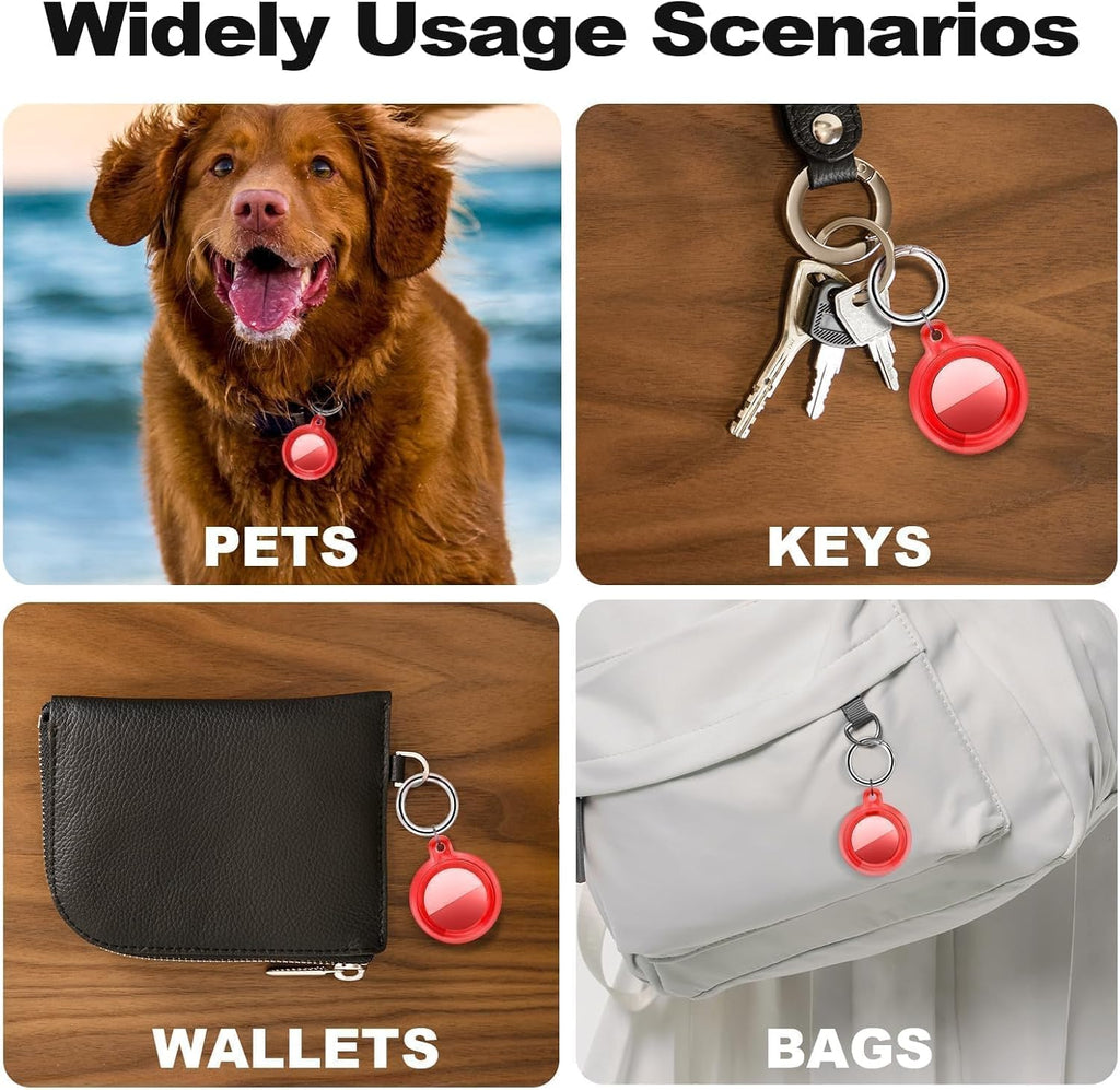 IPX8 Waterproof Case for AirTag 2nd Gen (2026) & 1st Gen, Full Body Holder Keychain, Anti-Scratch Cover for Apple for Air Tags, Luggage, Pet Collar, Car Keys, Kids（Red）