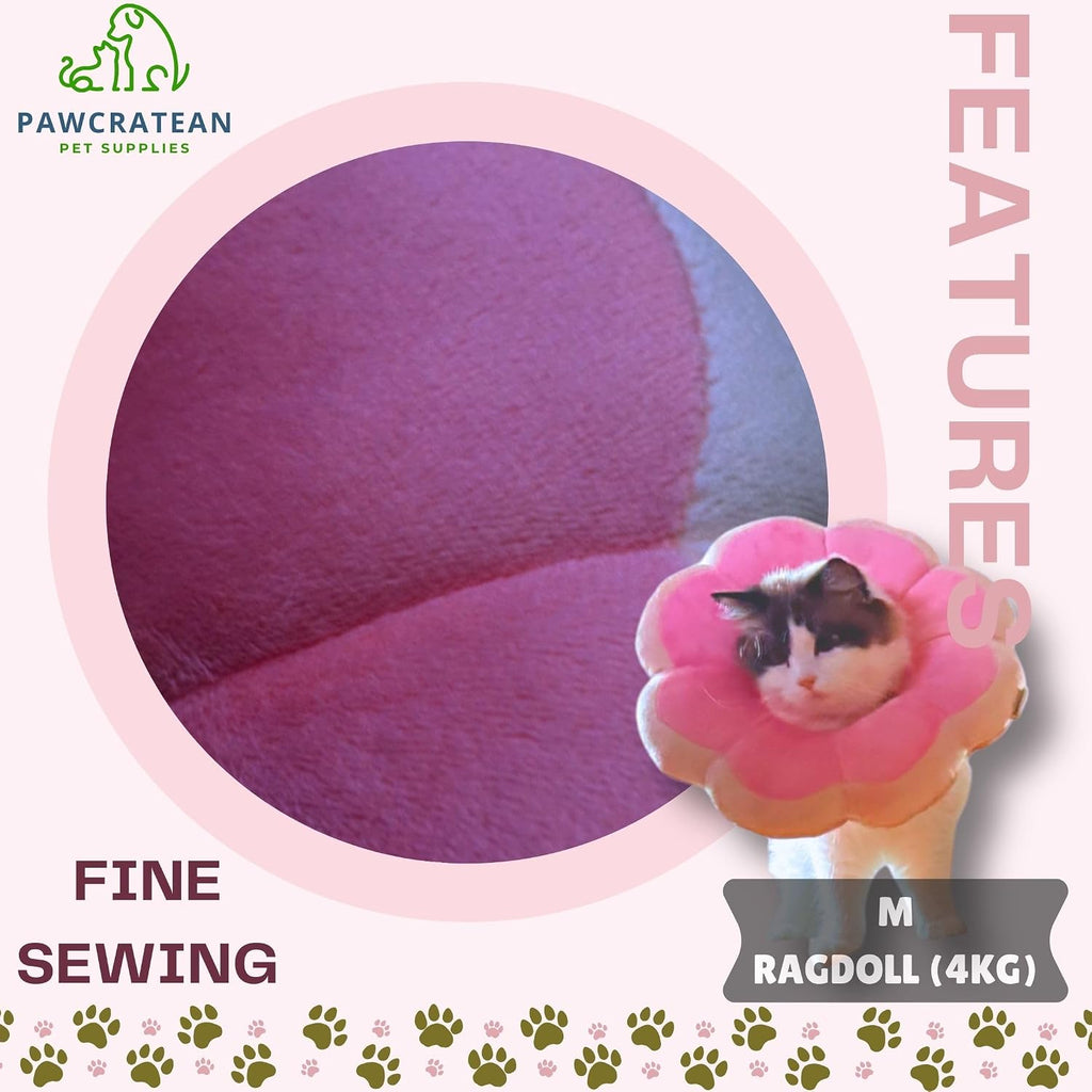 Adjustable Flower-Shaped Soft Recovery Collar for Cats and Small Dogs Only, Comfortable Protective Neck Pillow, Pink, Small