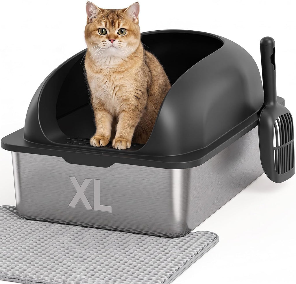 Stainless Steel Cat Litter Box, Large Metal Litter Boxes High Sides