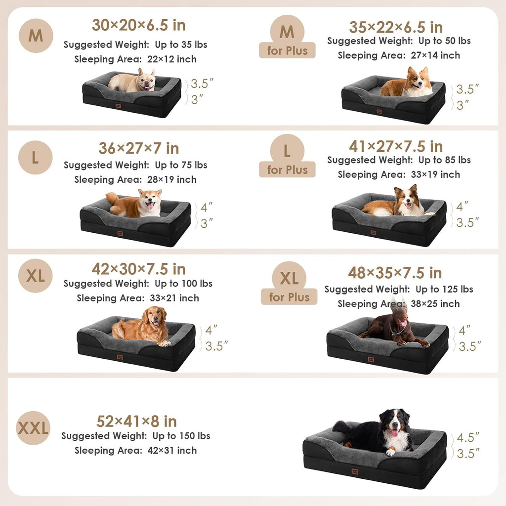 EHEYCIGA Orthopedic Dog Bed for Medium Dog, Memory Foam Dog Couch