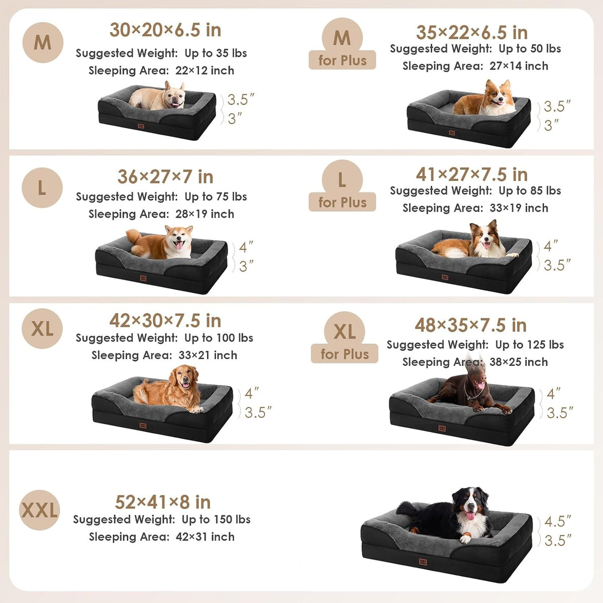 EHEYCIGA Orthopedic XL Dog Bed for Large Dog, Memory Foam Dog Couch