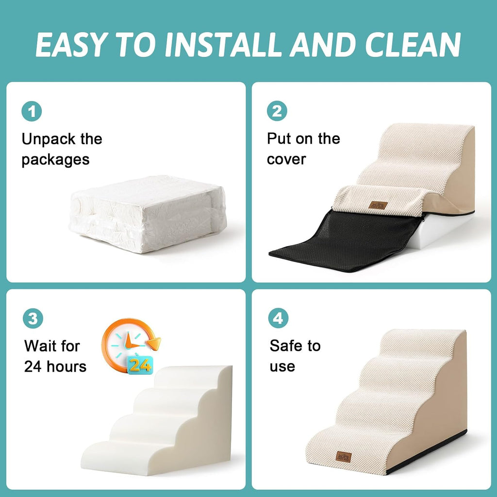 COZY KISS Dog Stair for Small Dog 15.7" H, 3 Step Pet Ramp for Couch