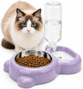 2-in-1 Dog Cat Bowl, Cat Food and Water Bowl Set, Purple