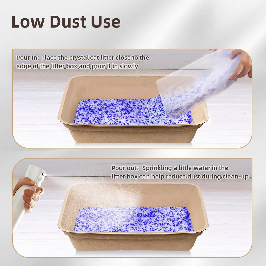 LaSyL Crystal Cat Litter for Multi-Cat Households - Silica Gel, 30-Day Odor Control, 99.9% Dust-Free Non-Clumping Low Tracking Lightweight Unscented Formula 17.2 lb (4 Bags x 4.3lb)