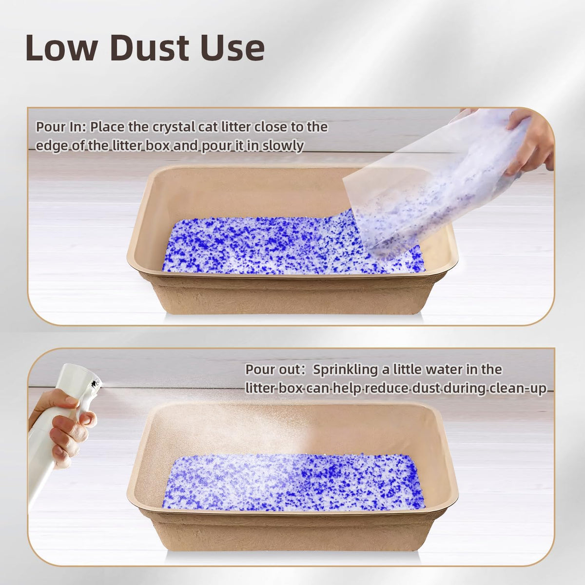 LaSyL Crystal Cat Litter for Multi-Cat Households - Silica Gel, 30-Day Odor Control, 99.9% Dust-Free Non-Clumping Low Tracking Lightweight Unscented Formula 17.2 lb (4 Bags x 4.3lb)