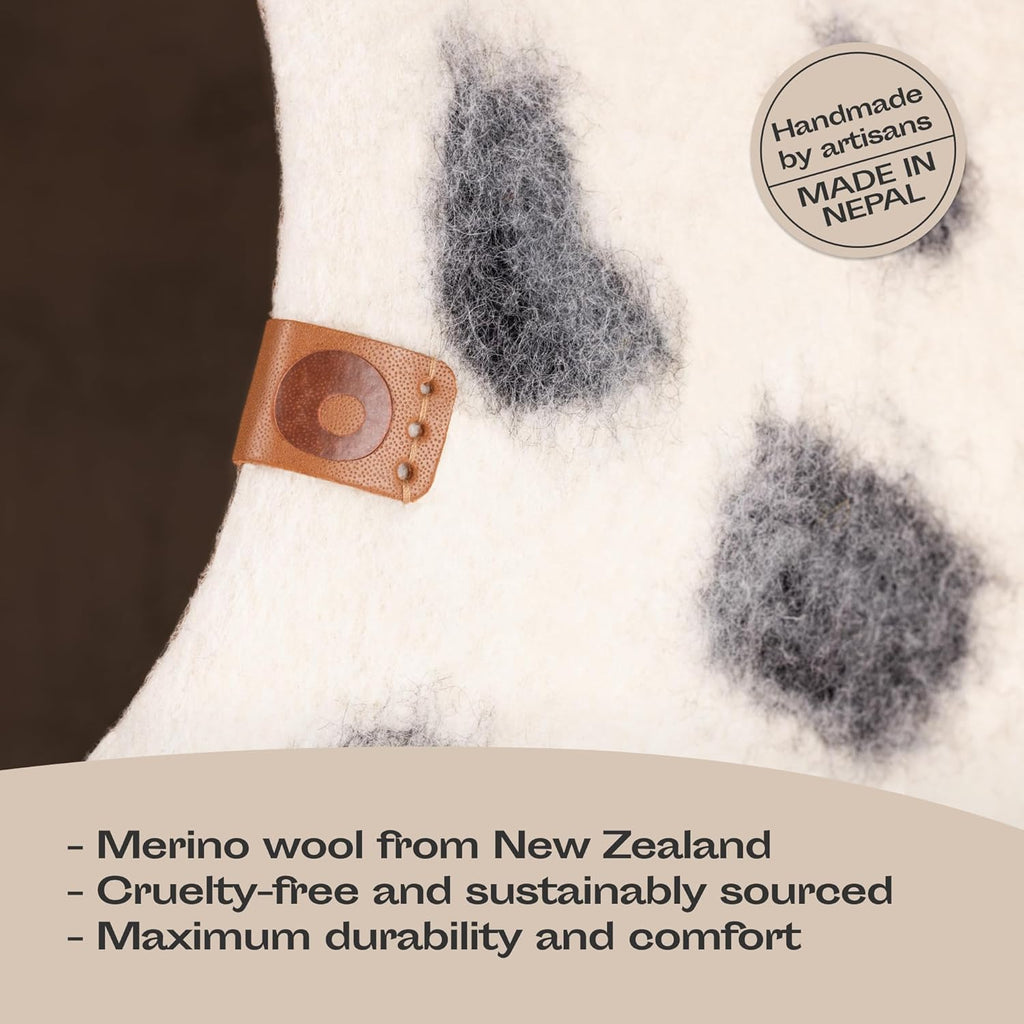 MEOWFIA Cat Cave - New Zealand Wool Bed for Indoor Cats (Snow Leopard)