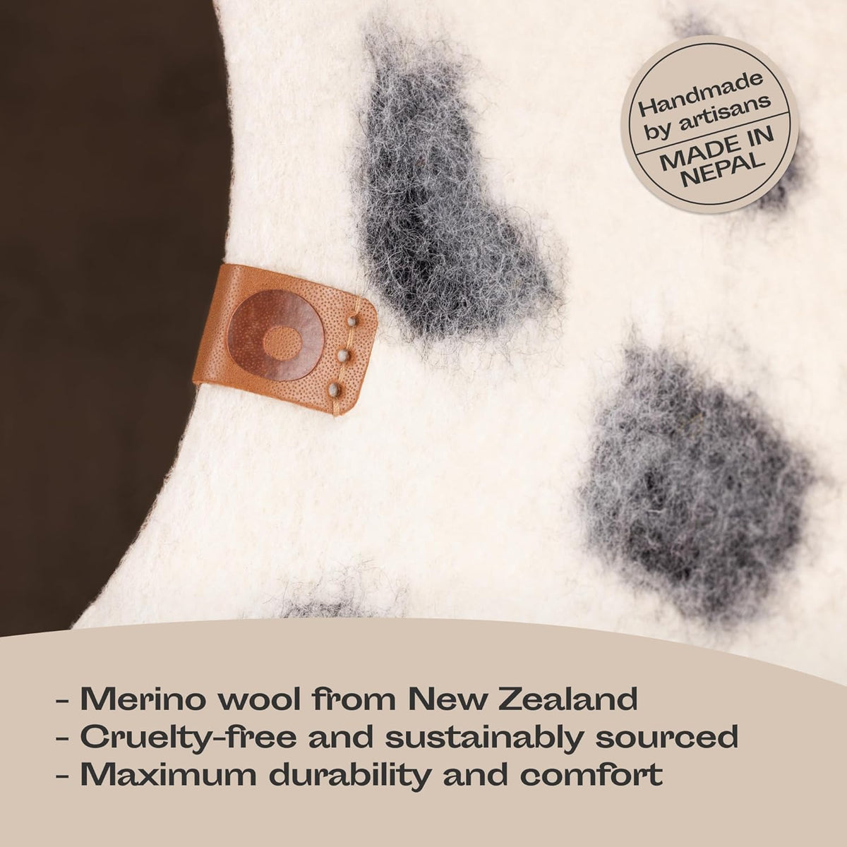 MEOWFIA Cat Cave - New Zealand Wool Bed for Indoor Cats (Snow Leopard)