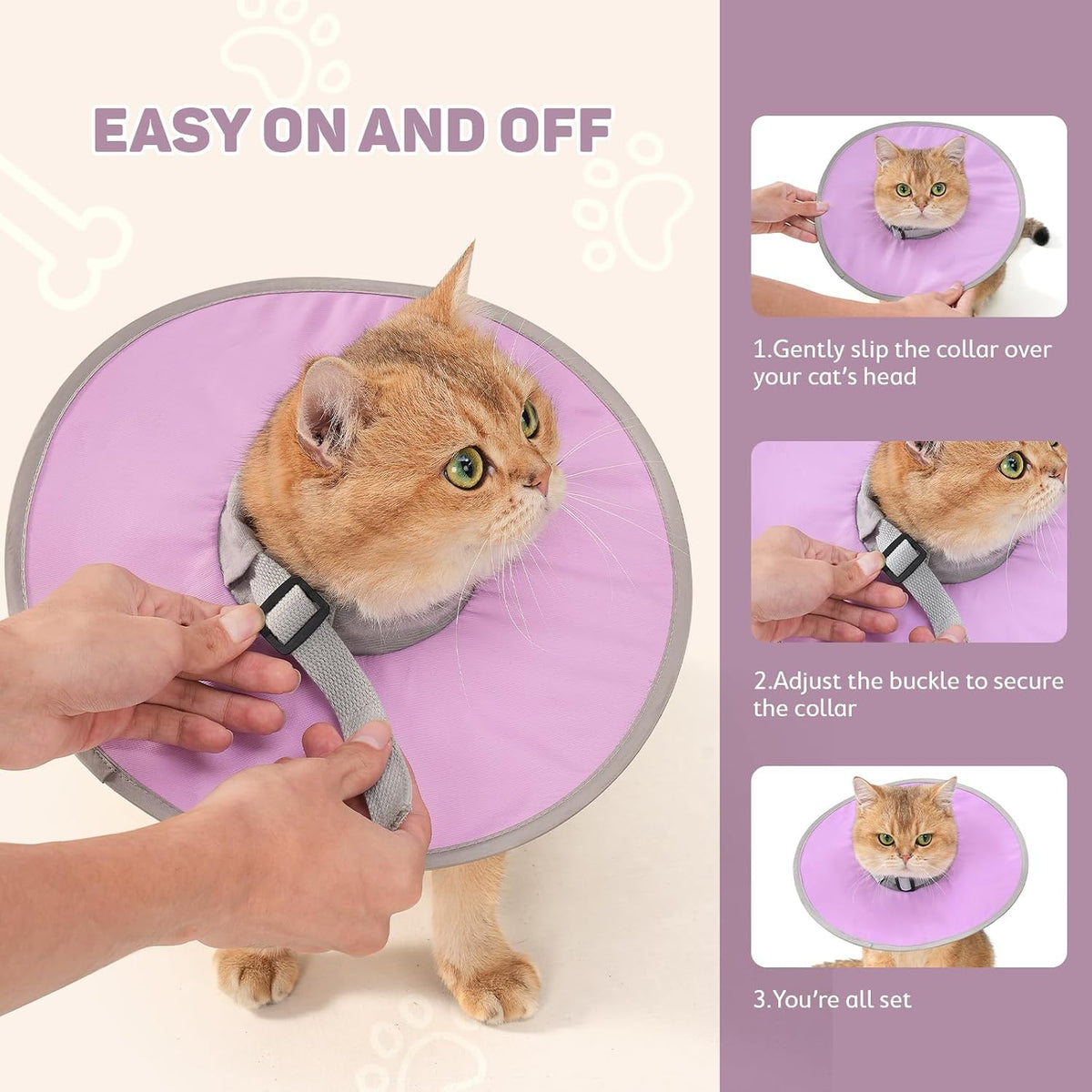 Avont Lightweight Waterproof Foldable Cone, Soft E-Collar - M Purple