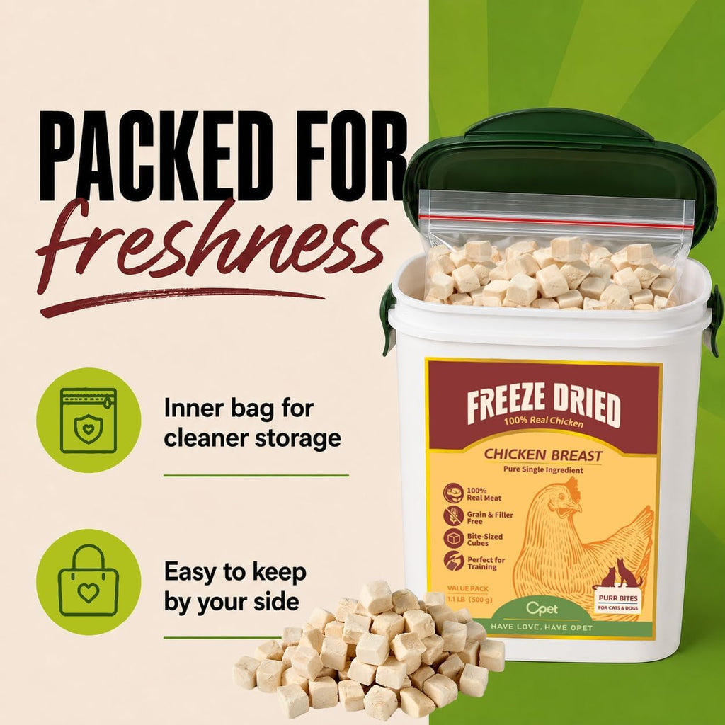 OPET Freeze-Dried Chicken Treats for Dogs & Cats, Single Ingredient, 1.1lb