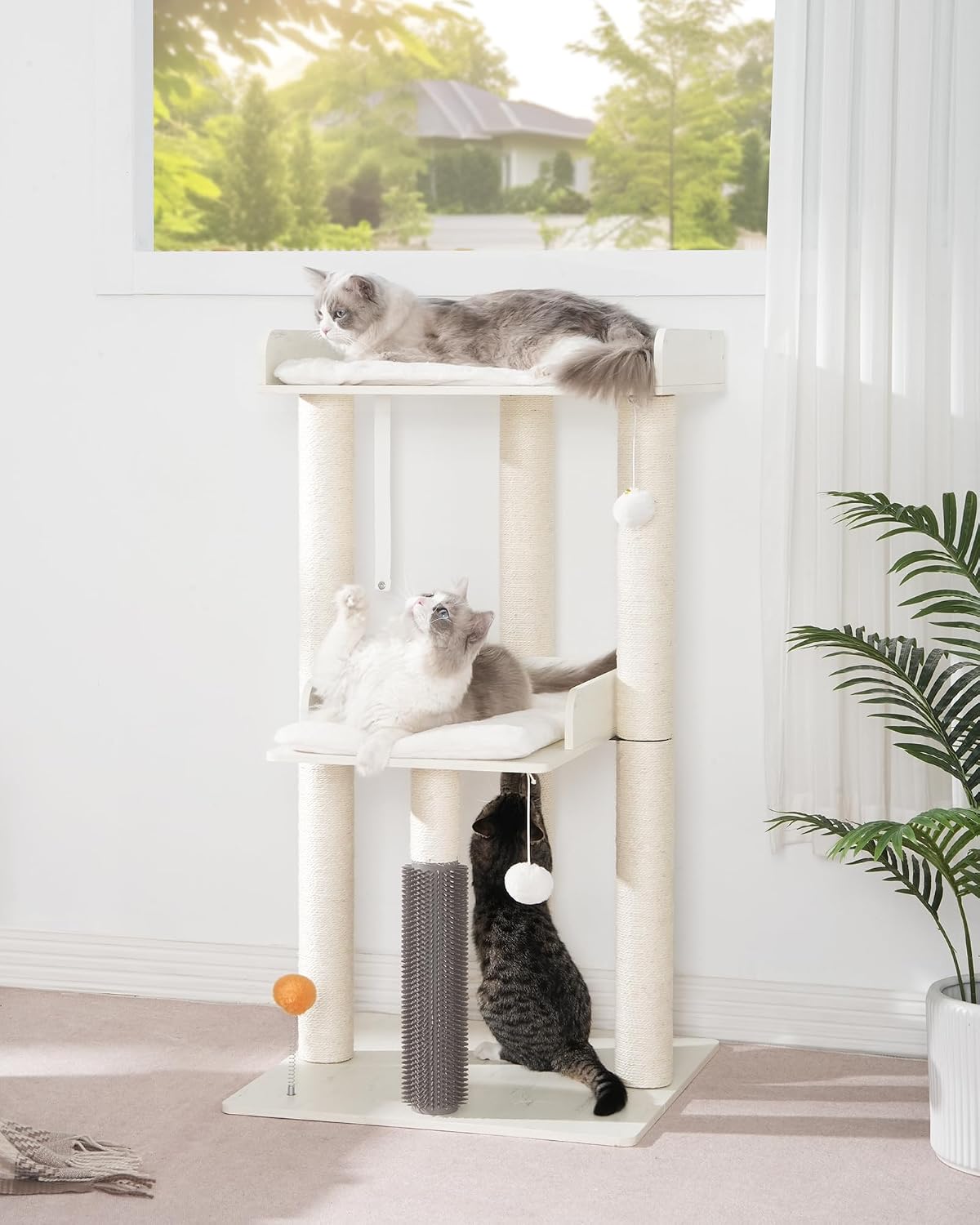 FourFurPets Modern Cat Tree for Indoor Cats Large Adult, Large Platforms