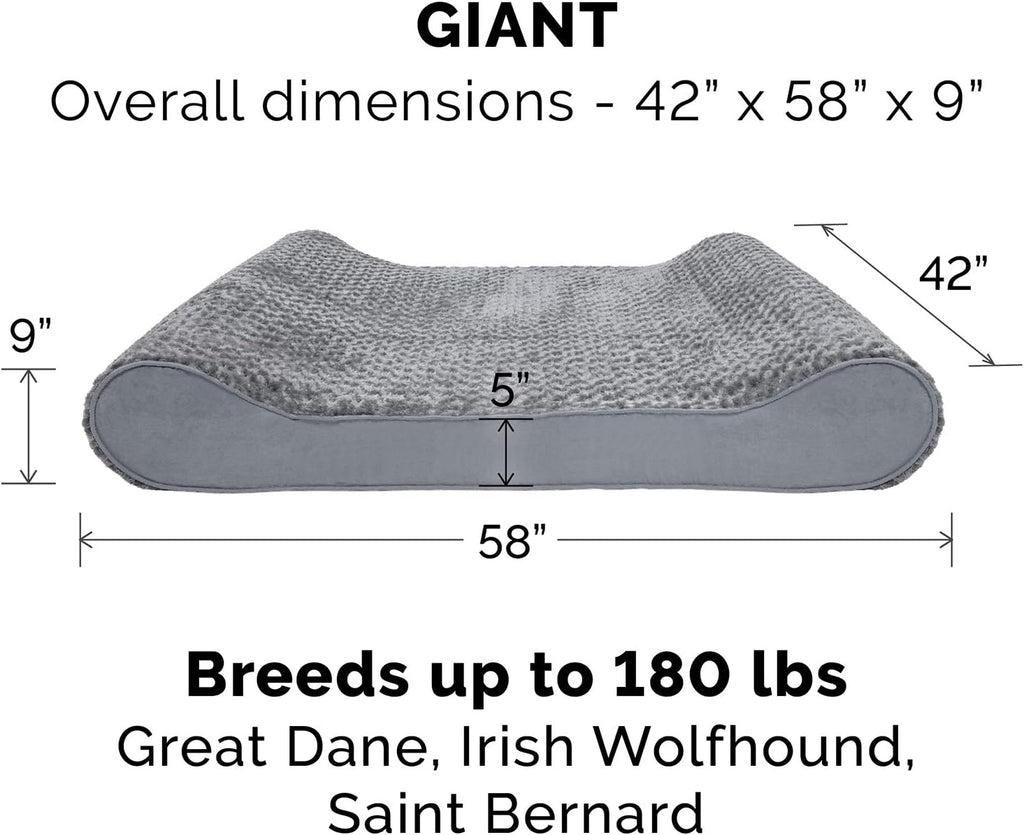 Furhaven Replacement Dog Bed Cover Ultra Plush Faux Fur & Suede Contour Luxe Lounger, Machine Washable - Gray, Giant (XXX-Large)