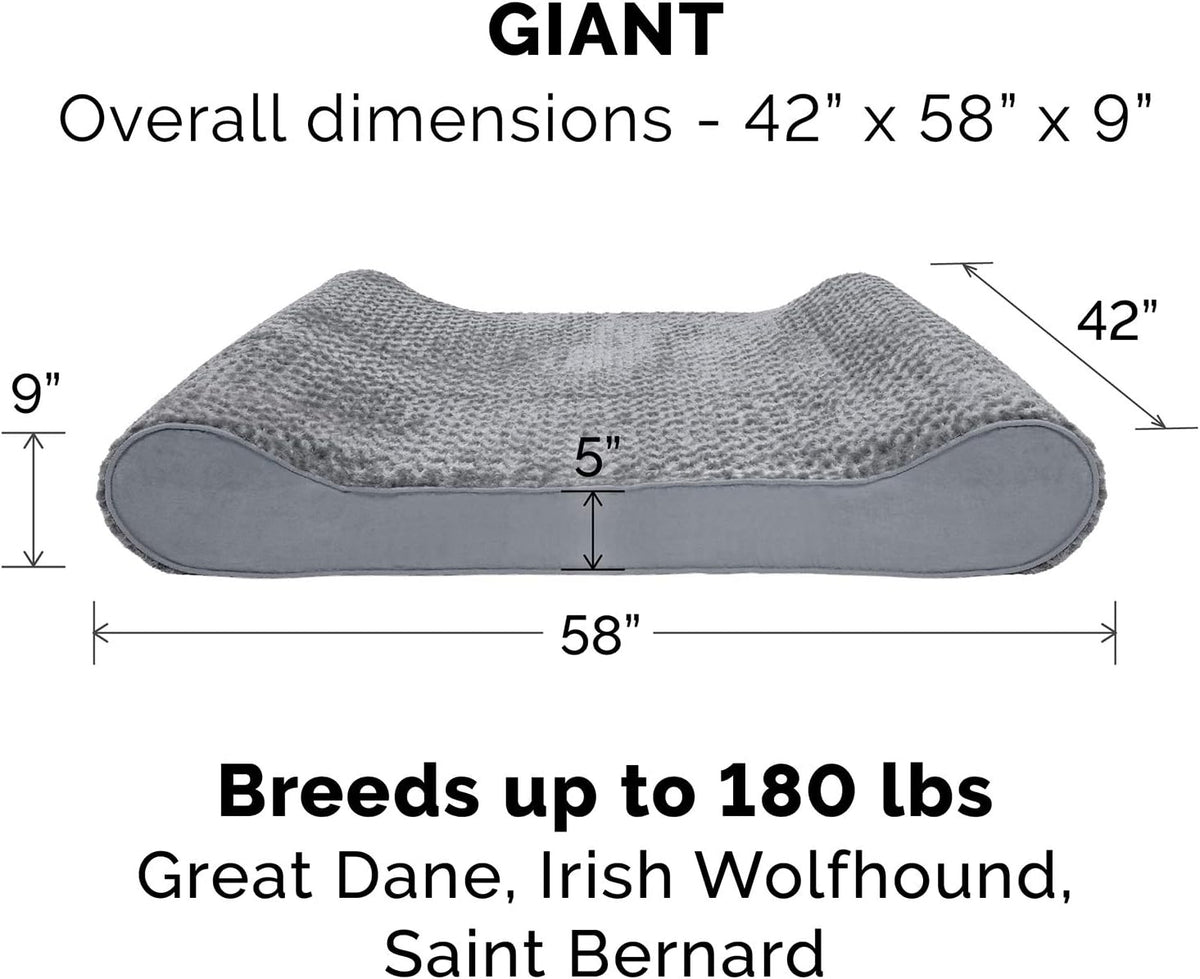 Furhaven Replacement Dog Bed Cover Ultra Plush Faux Fur & Suede Contour Luxe Lounger, Machine Washable - Gray, Giant (XXX-Large)