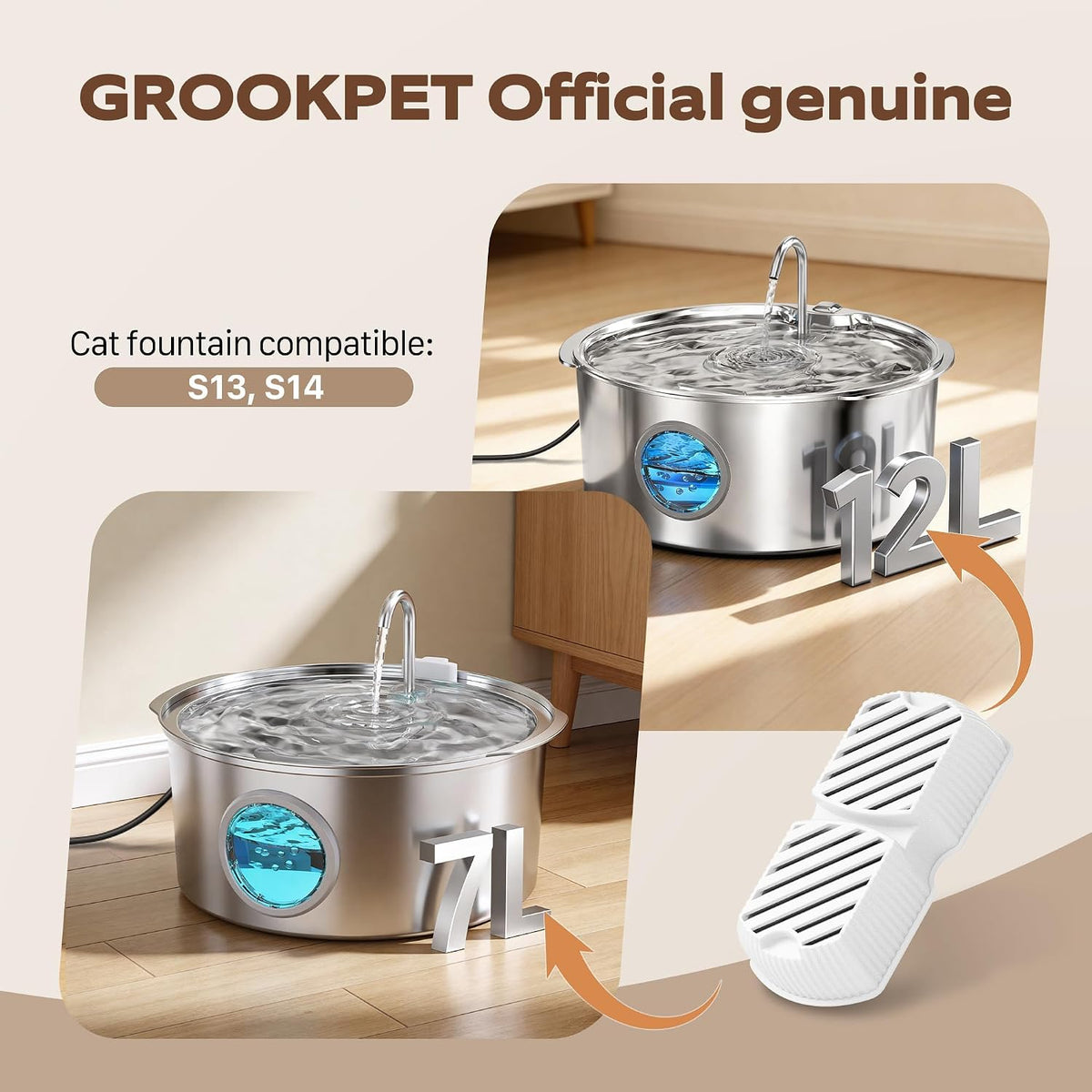 GROOKPET Dog Water Fountain Filters: 12 Dog Fountain Filters