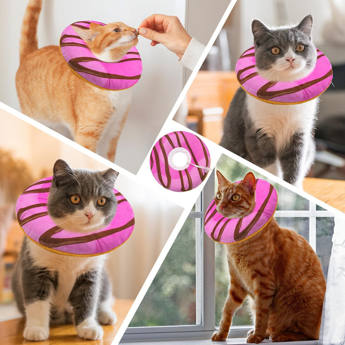 Seyezo Cat Cone Collar Soft, Adjustable Cat Recovery Cone, Pink, Small