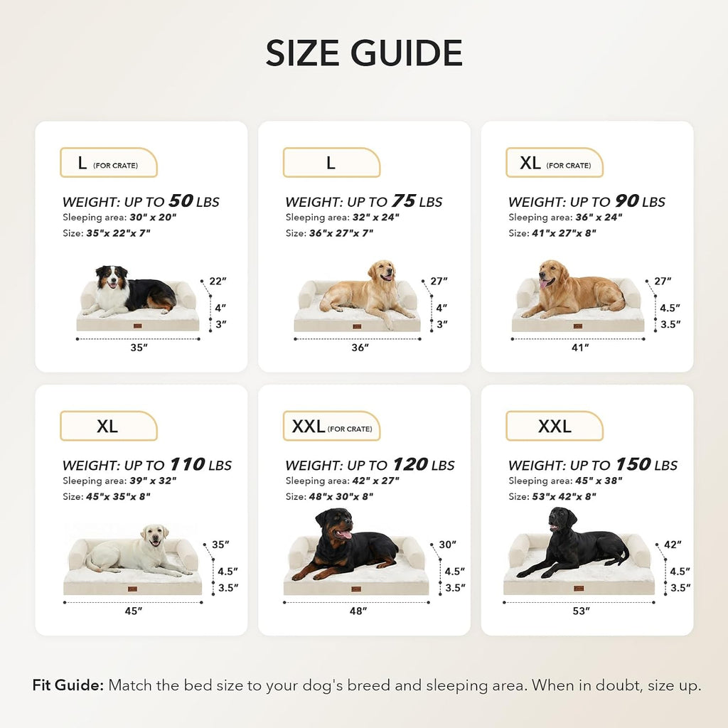 Waterproof Orthopedic Dog Bed for Extra Large Dogs, 41x27in, Beige