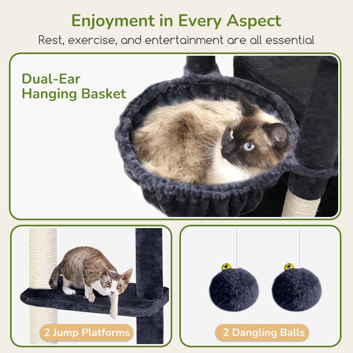 Globlazer Large Cat Tree for Large Adult Cats, Tall Sturdy Cat Tower, S80