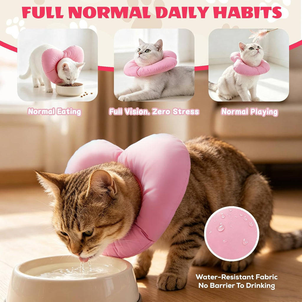 EMUST Cat Cone Collar Soft, Adjustable E-Collar for Cats After Spay Pink, L