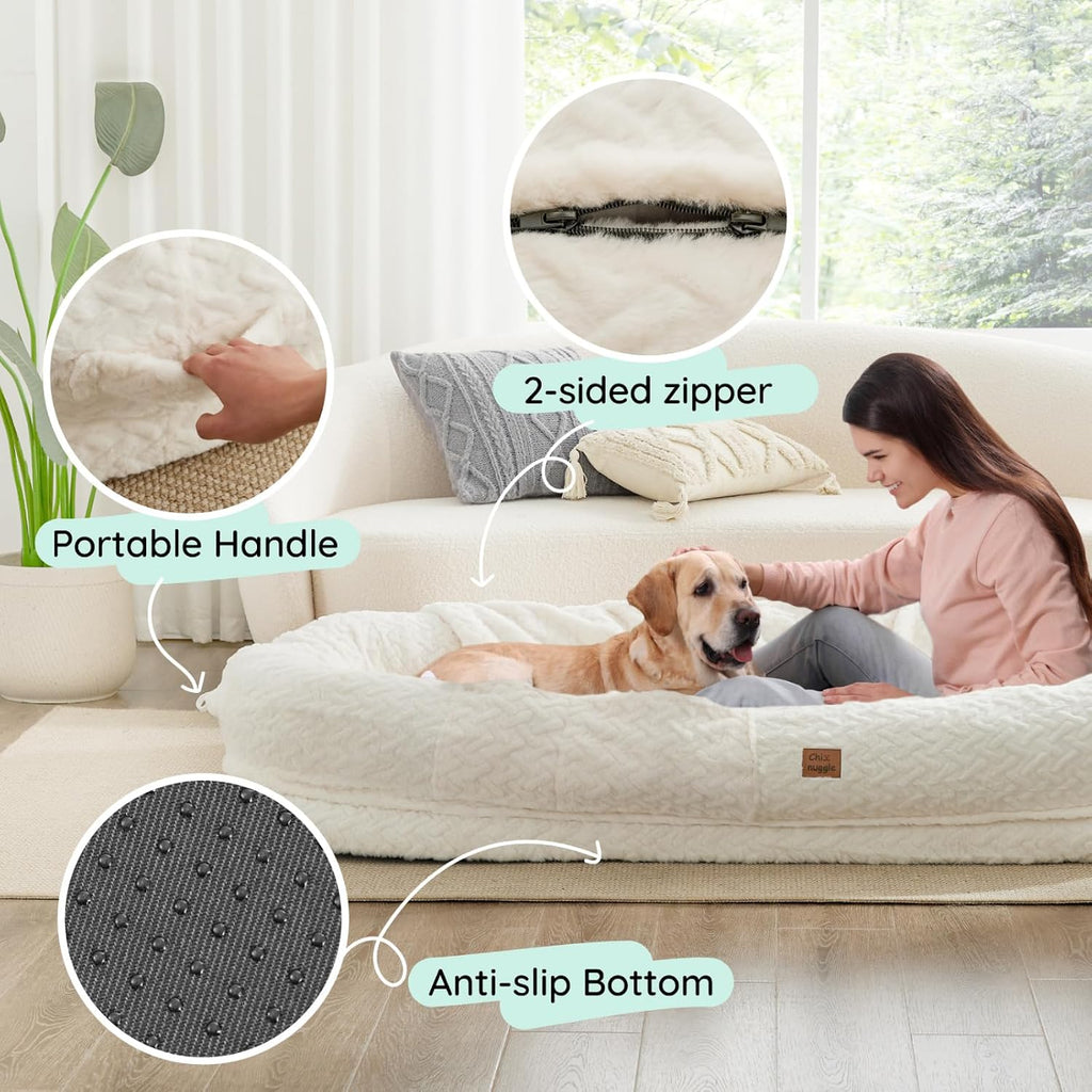 ChiXnuggle Faux Fur Washable Human Dog Bed Cover（Only Human Dog Bed）