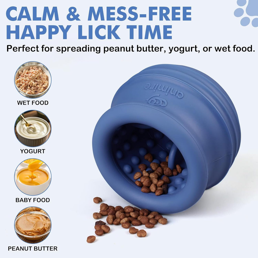 Treat Dispensing Dog Toy, Long-Lasting Interactive Puzzle Toys for Dogs, Stuffable Dog Enrichment Frozen Lick Treat Toy for Boredom, BPA Free Silicone Fetch Catch Chew Toy (Dark Blue,L)
