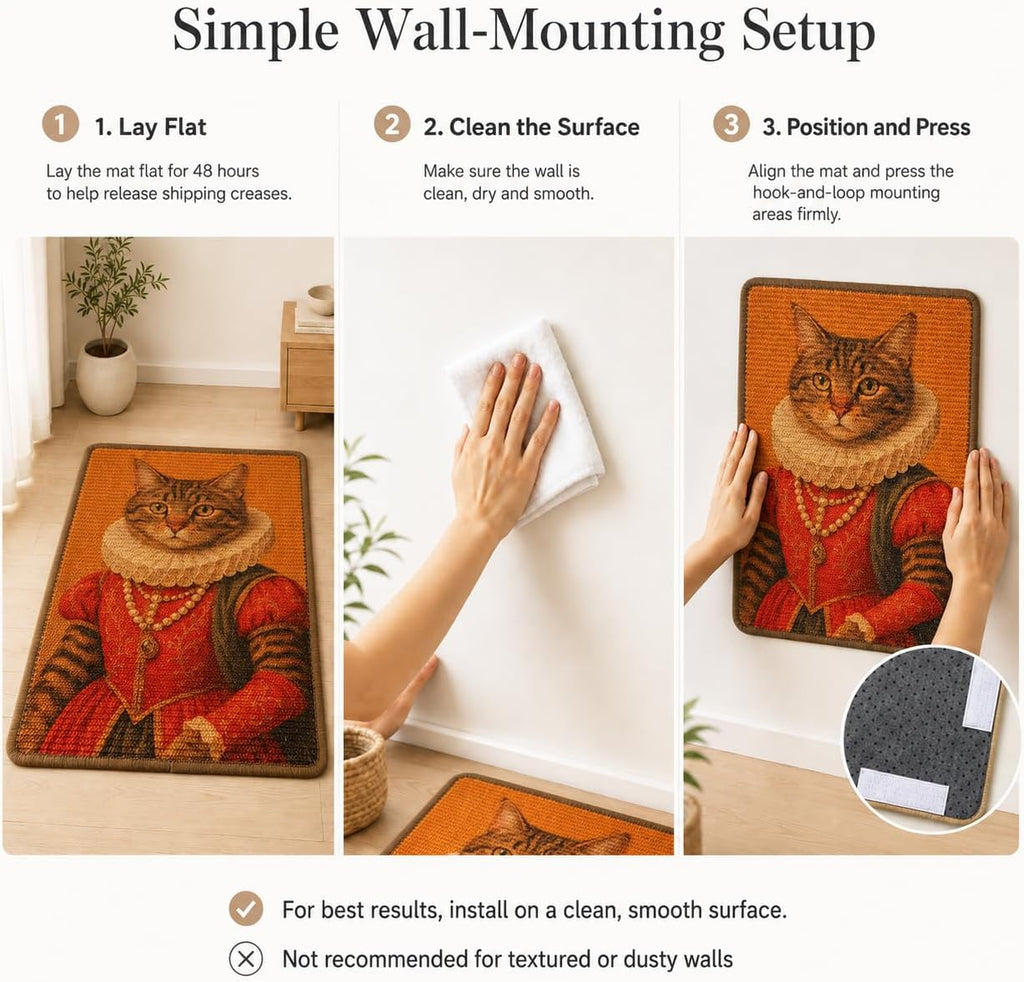 Art Sisal Cat Scratcher Mat, Cat Wall Scratchers for Indoor Cats