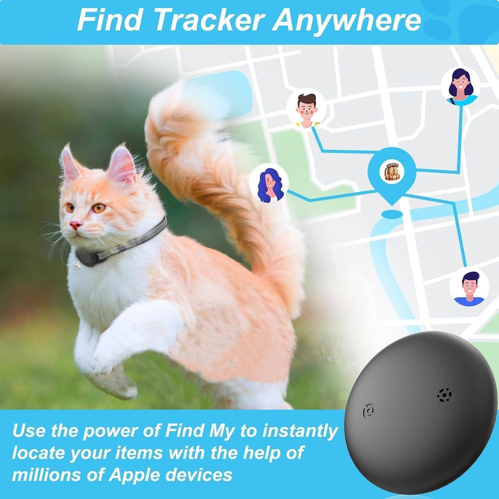 GPS Tracker for Cats, No Subscription Fees, Supports Apple Find My, 2 Pack