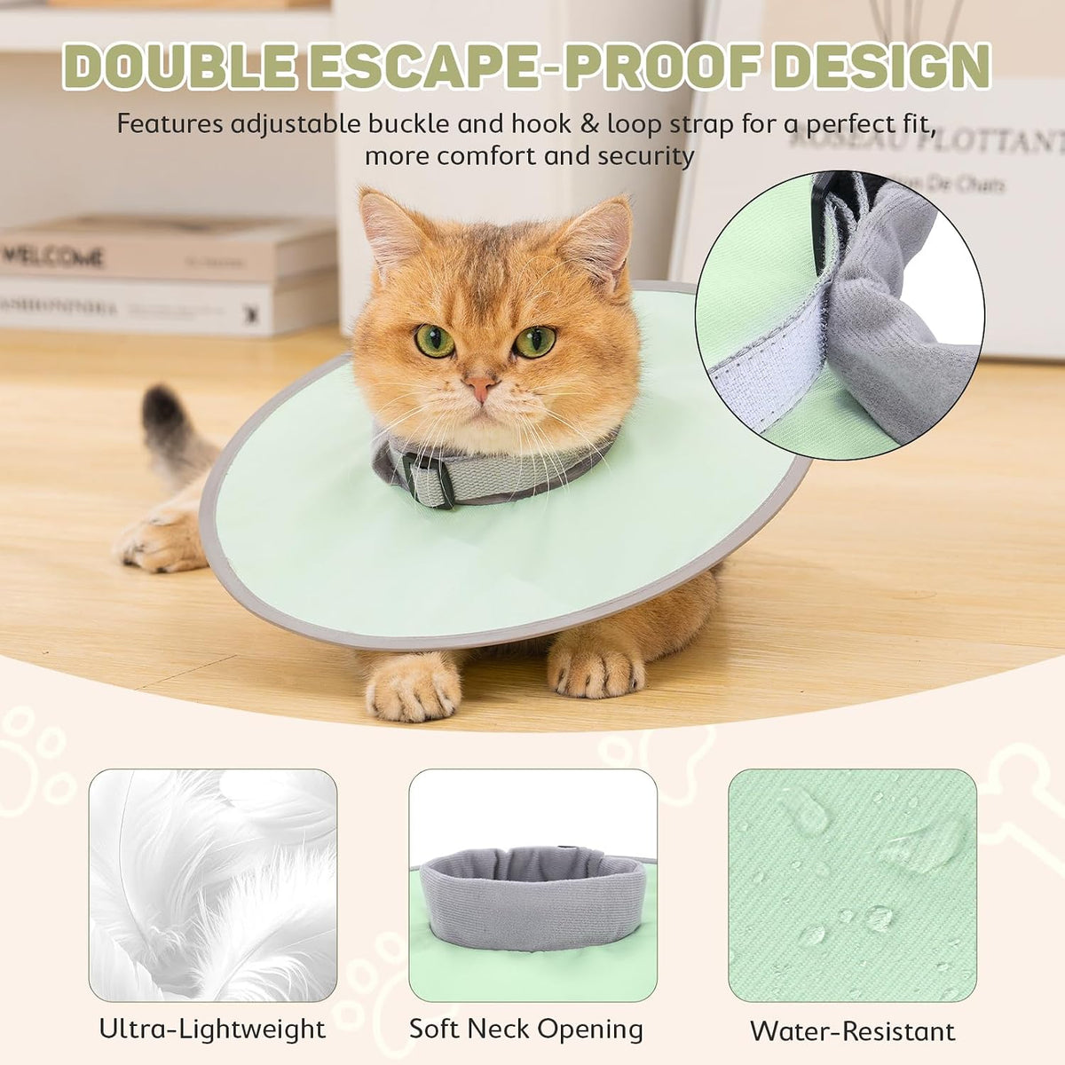Avont Lightweight Waterproof Foldable Cone, Soft E-Collar - S Green