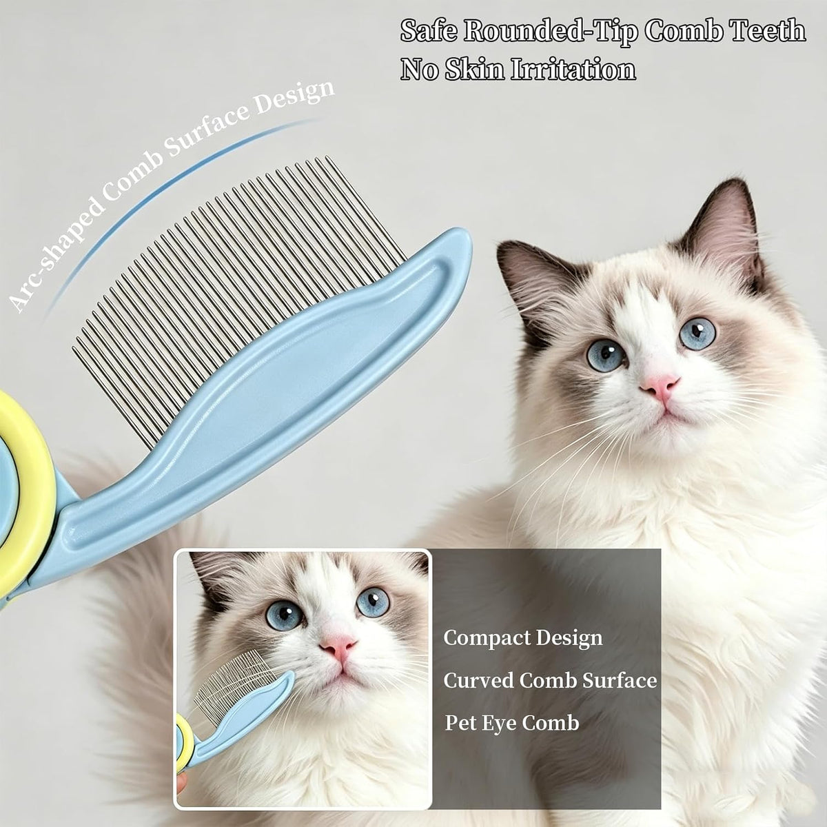 Foldable Dual-Head Tear Stain Remover Eye Comb for Small Dogs (Yellow)