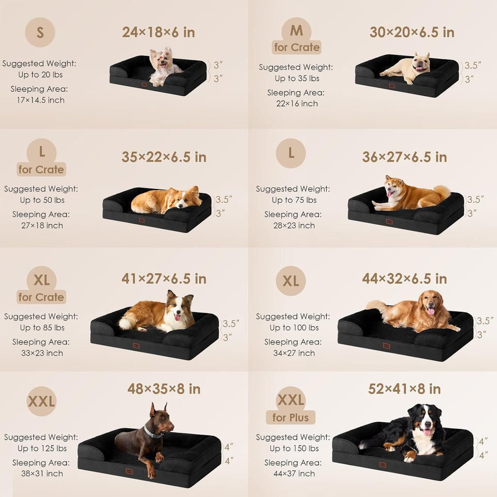 EHEYCIGA Orthopedic Dog Beds Large Sized Dog, Waterproof Washable Pet Bed