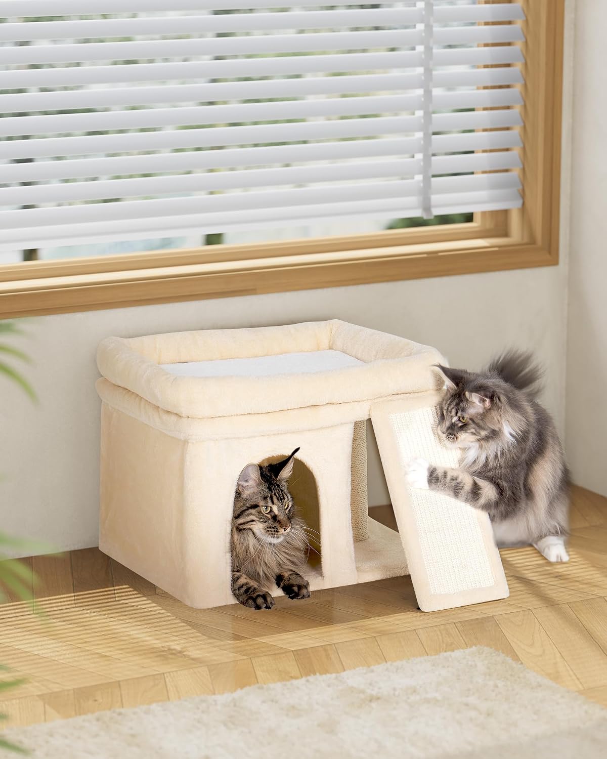 Aechonow Small Cat Tree Tower for Large Cat, Cat Bed House with Large Perch