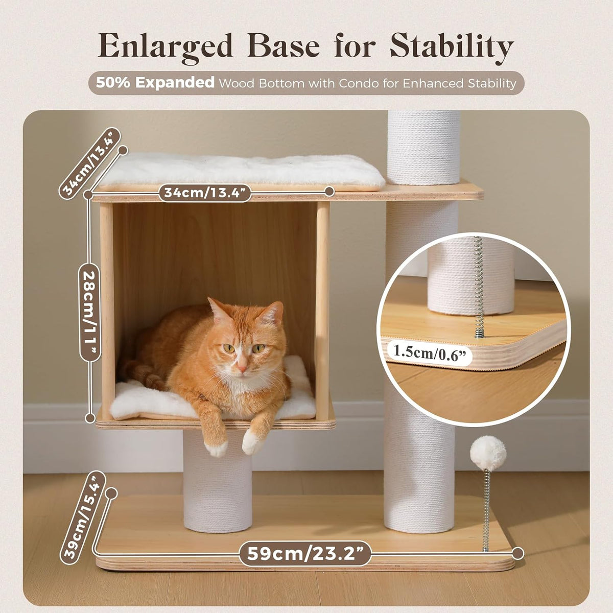 PAWZ Road Floor to Ceiling Tall Cat Tree, 7.6-9.4ft Modern Wood Cat Tower