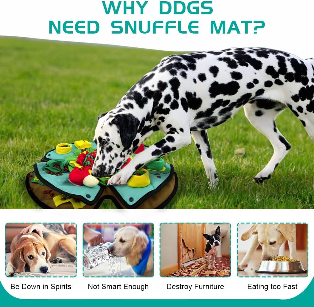 AWOOF Snuffle Mat for Dogs,19" x 19" Interactive Dog Puzzle Toys Encourages Natural Foraging Skills,Durable Dog Feeding Mat for Boredom and Mental Stimulation for Large, Medium and Small Dogs