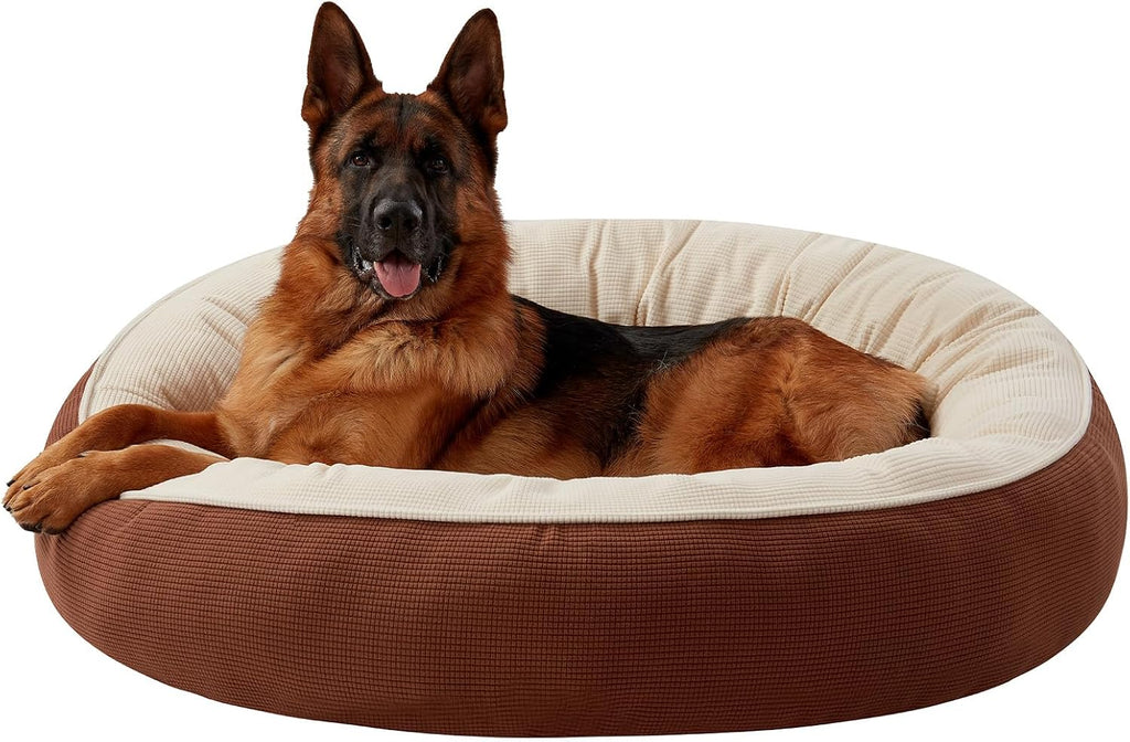 45 in Soft Touch Fleece Donut Dog Bed for Extra Large Dogs,Coffee