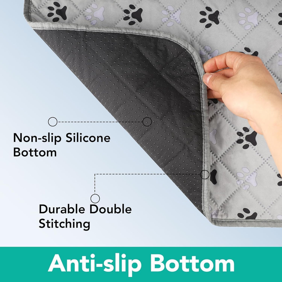 FUWERY Washable Pee Pads for Dogs ,30"X34", Grey, 2 Packs | Thick Heavy Absorbency, Reusable, Prevent Leakage, Non-Slip Pee Pads for Puppy Playpen, Potty Training