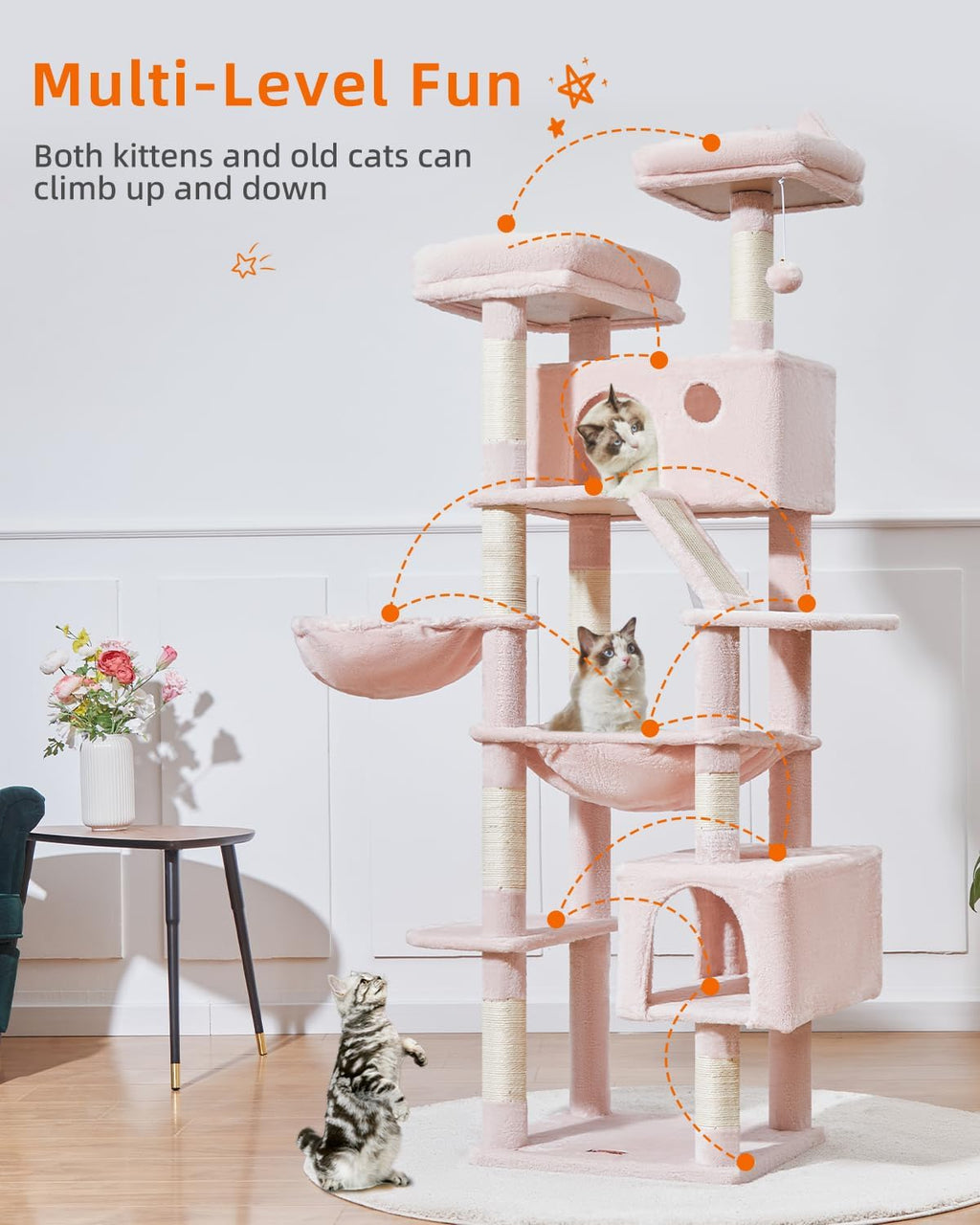 Taoqimiao Cat Tree, 71 in Extra Large Cat Tower for Inddor Cats, MS026LP